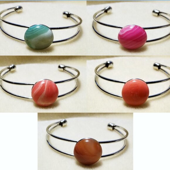 Banded Agate Cuff Bracelets - Picture 1 of 6